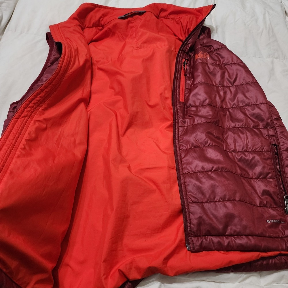 REI Co-Op Puffer Vest Womens 80% Down Fill Nylon Burgundy Zip-Up Outdoor Sz XL - Picture 7 of 10